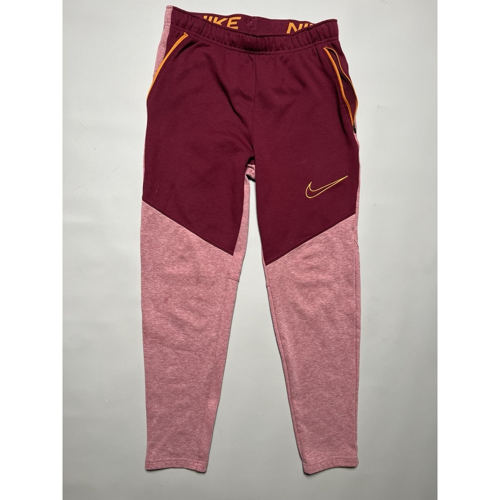 Nike Therma-FIT Men's Burgundy Colorblock Jogger Pants S Drawstring Pockets